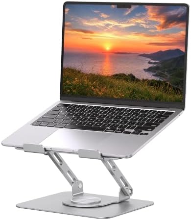 SOUNDANCE 360 Rotating Laptop Stand, Adjustable Riser,10-17", Silver Grey by Soundance