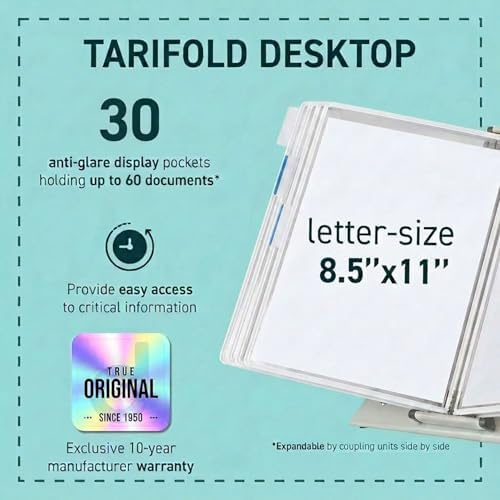 Tarifold Desktop Reference Display System, 30 Pockets, Expandable, White - Image 2