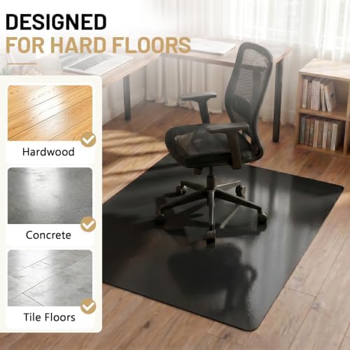 Black Hardwood Floor Chair Mat, Heavy Duty Plastic Desk Protector - Image 4
