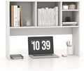 LDAILY Moccha Desktop Bookshelf, 2-Tier Countertop Storage Hutch, Wood Storage Rack Display Shelf with 4 Shelves for Computer Desk, Multipurpose Desk Organizer Desk Hutch for Home Office Dorm (White) by LDAILY