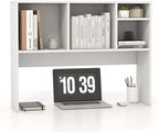 LDAILY Moccha Desktop Bookshelf, 2-Tier Countertop Storage Hutch, Wood Storage Rack Display Shelf with 4 Shelves for Computer Desk, Multipurpose Desk Organizer Desk Hutch for Home Office Dorm (White) by LDAILY