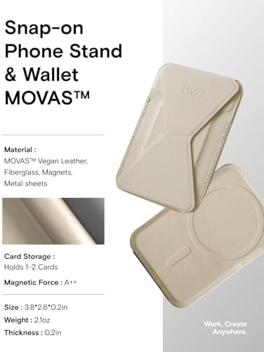 MOFT Magnetic Wallet Stand Compatible with iPhone 16/15/14/13/12 Series, Angle Adjustment & Magsafe Compatible MOVAS Phone Stand,Earthen Beige - Image 6