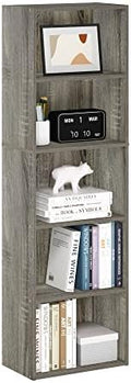 Furinno LUDER Book Shelf, 5-Tier Bookshelf, Bookcase with Open Shelves, 9.4 x 15.8 x 52, Easy Assembly, for Living Room, Bedroom, Home Office, French Oak by Furinno-FitsYourSpaceFitsYourBudget
