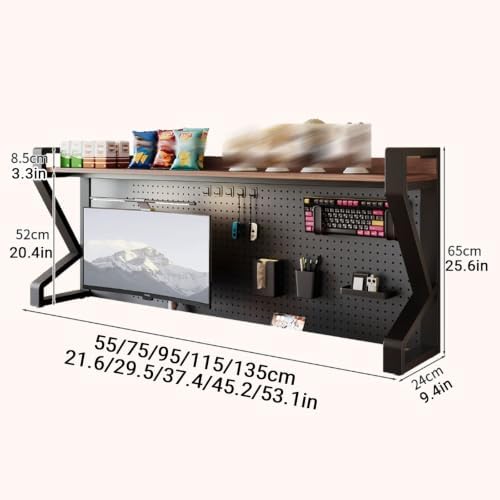 Metal Desk Storage Shelf，Desk Shelf Organizer with Pegboard & Accessories - Image 7