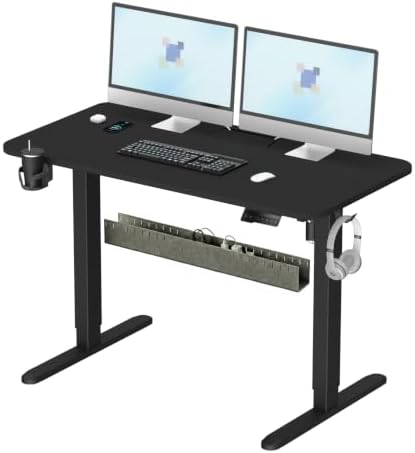 Standing Desk with Hidden Cable Management Tray,48x24,Black by ERGOCOLLECT