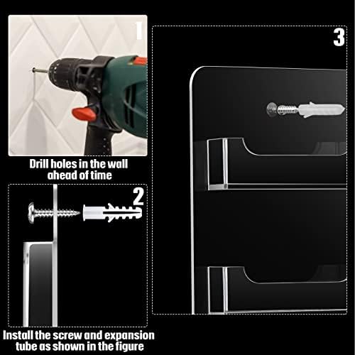 Hillban Acrylic Business Card Holder Wall Mount Office, 48 Pockets - Image 4