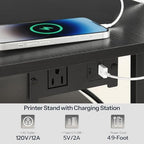 HOOBRO Printer Stand, Printer Table with Drawers, Mobile Filing Cabinet with Charging Station, Printer Cart for Home Office, Living Room, Black BB15UPS01 - Image 7