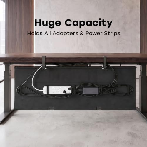 No Drill Under Desk Cable Management Tray, 48 Inch, Black - Image 2