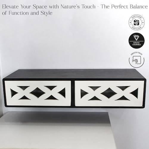 Wooden Desk Organizer with 2 Drawers – Handcrafted Solid Wood Storage Box for Office, Home & Study – Rustic Desktop Organizer for Files, Accessories & Stationery (STYLE 2, BLACK AND WHITE) - Image 4