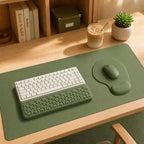 Sage Green 3-Piece Ergonomic Desk Mat Set, Memory Foam Keyboard Wrist Rest by HOME