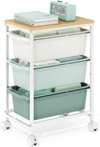 KINGBOARD Slim Rolling Cart with 3 Drawers, Metal Utility Storage Cart by KINGBOARD