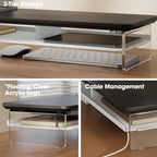 Fenge 42.5" Dual Monitor Stand with Clear Acrylic Legs, Black - Image 3