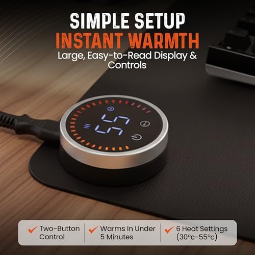 Classic Desktop Hand Warmer Heated Desk Pad – Large Heated Desk Mat for Cold Office & Home, PVC Leather Heated Mouse Pad for Keyboard & Mouse, Auto Shut-Off - Image 3