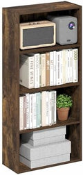 Furinno Basic Book Shelf, 4-Tier Bookcase with Open Shelf, Bookshelf, Cube Storage Organizer, 7 x 17 x 35, for Living Room, Bedroom, Home Office, Amber Pine by Furinno-FitsYourSpaceFitsYourBudget