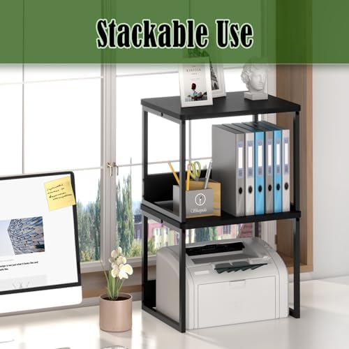 MARTY Desktop Printer Stand 2 Pack Printer Shelf for Desk Home/Office,Black - Image 3