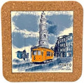Azulejo Ethnic Portugese Ceramic Tiles - Cork Trivets - Perfect Souvenir & Gift from Portugal (7.8 Inch - 20cm) (Yellow) by GOLDTON