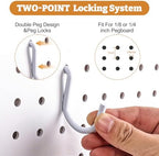 24PCS Pegboard Accessories Organizer Kit, Dual-Lock Pegboard Hooks with Locking Pins 2 Wire Storage Baskets Paper Towel Holder 6-Hook Rack Heavy Duty Steel Pegboard Storage Organizer White - Image 7