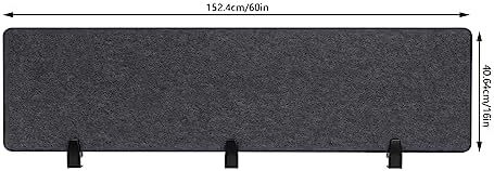 Desk Divider Privacy Panel, 60 inch Office Partition Screen, 15mm Thick Polyester Fiber Soundproof Barrier, Drill-Free Desktop Divider for Workstation Study Library Classroom, Anthracite Grey - Image 2