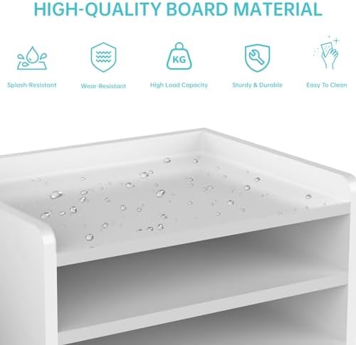 Multi-Tier Wood Desk File Organizer with Side File Rack, 3 Tray Shelves & Adjustable Drawer - Space-Efficient Design Easy to Assemble for Efficient Office Setup, Reduces Desk Clutter (White) - Image 3