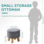 Small Foot Stool Ottoman with Storage, Velvet Ottoman Foot Rest for Couch, Round Footstool with Storage, Small Ottomans and Footstools for Living Room and Entryway (Gray) - Image 2