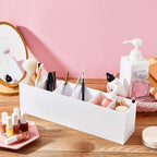 2 Pcs Acrylic Makeup Brush Holder 6 Compartments Pen Organizer, White - Image 4