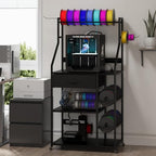 Heavy Duty 3D Printer Stand with Filament Storage & Power Outlet (Black) by Kikihouse