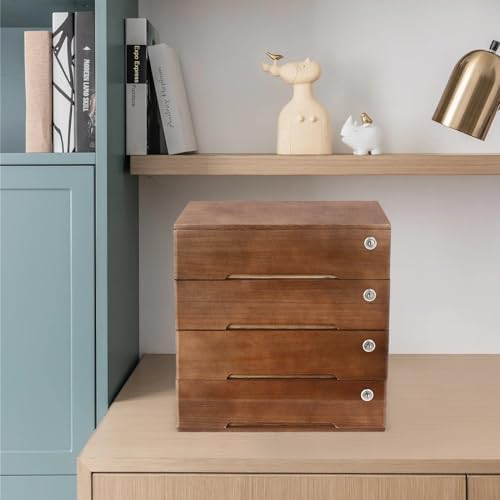 Wooden Desktop File Cabinet, 4-Drawer Lockable Storage Organizer - Image 2