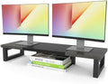 WESTREE Dual Monitor Stand Riser, Wood and Steel Monitor Stand Riser, Computer Monitor Stand for 2 Monitors, Multi-Purpose Desktop Storage Stand for Computer,Laptop,Printer,TV by WESTREE