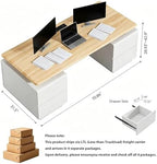 SAINTCY 70.8" Executive Sit-Stand Desk with Storage, Modern White Electric Height Adjustable Office Desk, Dual Drawer Pedestals, Acoustic Privacy Panels, Large Executive Desk for Office & Home Office - Image 2