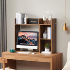 Nromant Desktop Bookshelf, Wooden Desk Storage Hutch with 4 Shelves, 3-Tier Desktop Display Organizer Rack for Office Home (Brown, 5 Shelves A) - Image 2