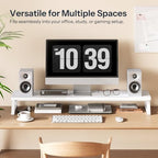 HOOBRO Dual Monitor Stand Riser, 39 Inch Large Computer Monitor Stand for 2 Monitors, Computer Monitor Riser, Desk Shelf Organizer for Office Desk, Accessories, White WW121CJ01 - Image 5