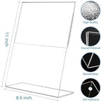EHWINE 18 Pack Acrylic Sign Holder 8.5 x 11, L Shape Clear Plastic Display Stand, Slanted Back Picture Frame Menu Flyer Paper Display Stand up Table Top Sign Holders for Restaurant, Office and School - Image 2