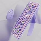 UBOTIE Wireless Keyboard and Mouse Combo, Phone Holder (Purple Colorful) - Image 3
