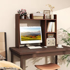 DREAMADE Desktop Bookshelf, 3-Tier Desk Shelf with 5 Racks, Walnut - Image 2