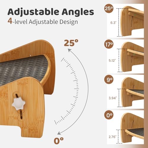 Under Desk Foot Rest, Adjustable Bamboo Ergonomic Footrest, 4 Heights - Image 7