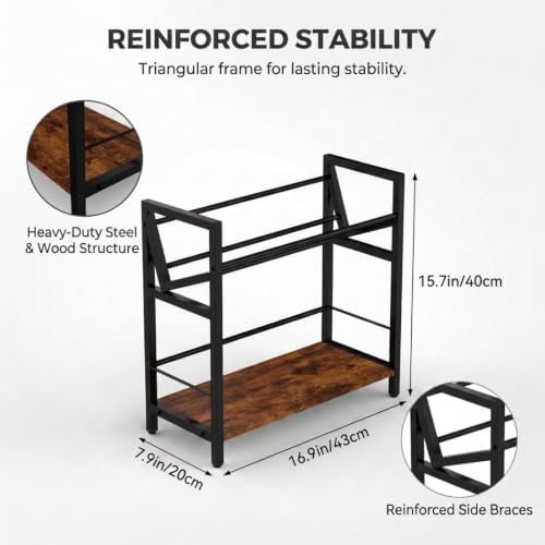 2-Tier Desktop Bookshelf, Office Desk Shelf Organizer, Slanted Book Rack - Image 3