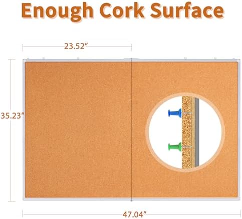 Maxtek Cork Board 48 x 36 in, Large Bulletin Board for Wall Aluminum Framed - Image 2