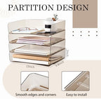 Harloon 4 Tier Paper Organizer Clear Gray Letter Tray Acrylic File Tray - Image 2