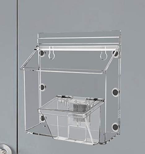 Marketing Holders Brochure Box with Lid Metal Mount Clear Acrylic Outdoor Postcard Holder for 7.5" x 5.5" Advertisements and 3.5" x 2" Business Cards with Take One Sticker Hangs On Smooth Surfaces - Image 5