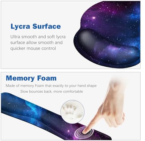 ARTSO Large Mouse Pad and Keyboard Wrist Rest, Ergonomic Mouse Pad with Wrist Support, Non-Slip Desk Mat Protector for Office, Home -Blue Purple Cosmic Nebula - Image 4