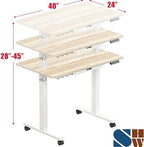 SHW 40-Inch Mobile Electric Height Adjustable Standing Desk w/Drawer, Maple - Image 3
