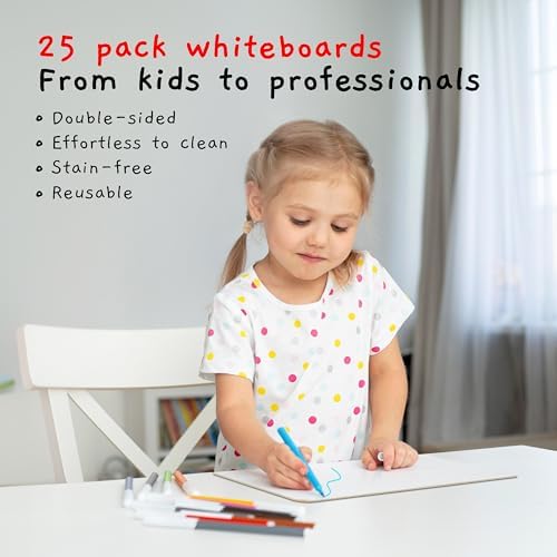Board Geeks 25 Pack Dry Erase Lapboards 9 inch by 12 inch Large Whiteboard White Board Set Great for Teachers, Students, Children, Classroom Reusable, Durable, Portable, Single Sided Whiteboard - Image 2