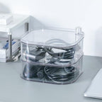 Large Cord Organizer Box with Lid, Clear, 2-Tiers, Rotating by GOXITAX