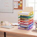 6 Pack Stackable Paper Tray Classroom, Rainbow - Image 5