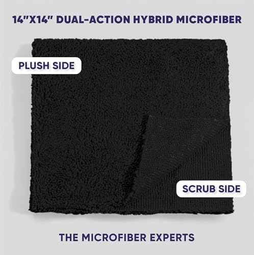 Microfiber Wholesale Pronto Cloths, Dual-Sided Microfiber Cleaning Towels, Soft Plush & Scrub Cloths for Dusting, Scrubbing, Kitchen, Windows & Car Detailing, Absorbent Bulk 50-Pack Black - Image 2