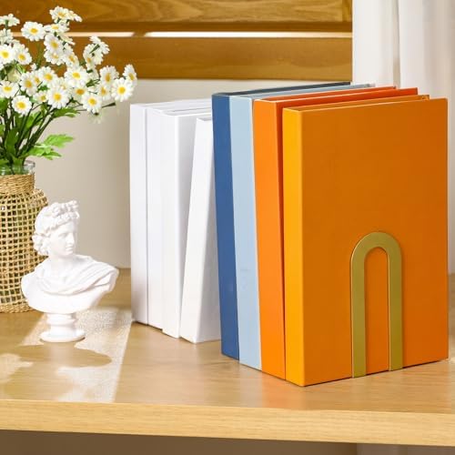 Chunful 18 Pcs Gold Metal BookEnds Shelves, 5.5 x 3.75 x 2.25 in - Image 5