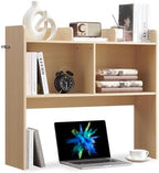 Nromant Desktop Bookshelf, Wooden Desk Storage Hutch with 5 Shelves, 3-Tier Desktop Display Organizer Rack for Office Home (Natural, 5 Shelves B) by Nromant