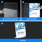 DECOHOBO 18 Pack Acrylic Sign Holder 8.5 x 11, Clear Plastic Display Stands for Tabletop, L-Shape Acrylic Stands for Flyers, Documents, Office, Restaurants, Vertical Sign Holder 8.5x11 for Desktop - Image 4