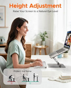 PHIXERO Height Adjustable Laptop Stand, Aluminum Laptop Riser Gray WS1 - Image 2