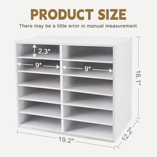 SONGWAY Desk Paper Storage Organizer - 12-Slot Literature Organizer with Adjustable Shelves, Countertop Mail Sorter Organizer, Desk File Sorter Organizer, Mailbox for Classroom Office, White - Image 2